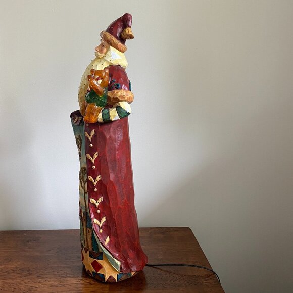 One Of A Kind Hand Crafted Lighted Folklore 20" Santa - Picture 5 of 14